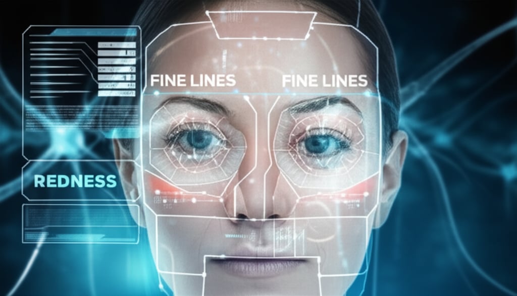 An illustrative image about: A cinematic, close-up shot of a human face, with a transparent, glowing digital overlay displaying c