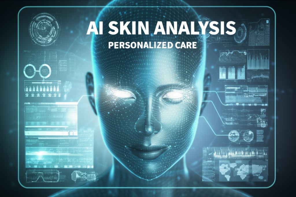 An illustrative image about: A sleek, futuristic AI interface on a transparent screen performing an in-depth analysis of a divers