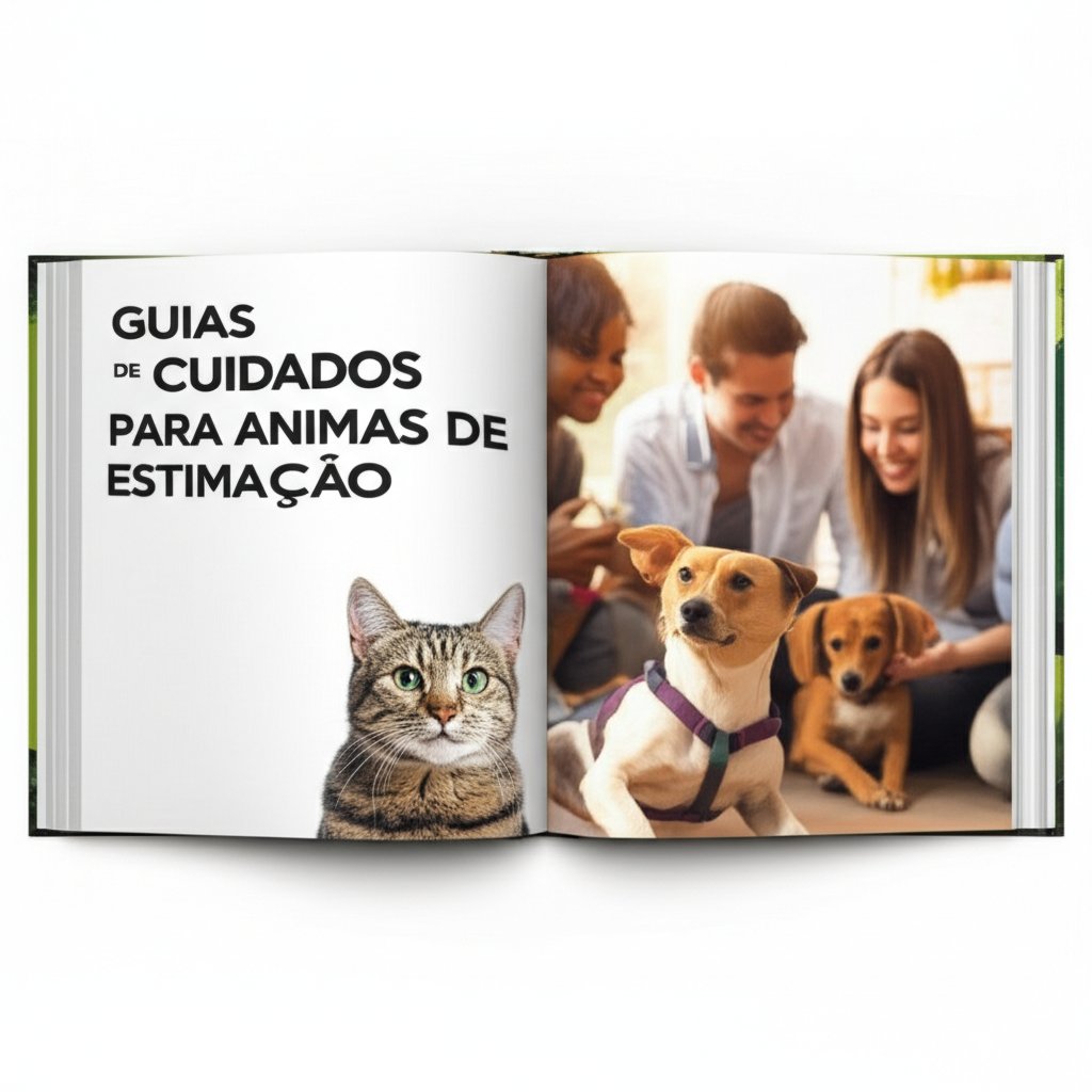 An illustrative image about: A beautifully designed, open PET CARE GUIDES book, with the title prominently displayed in bold, lar