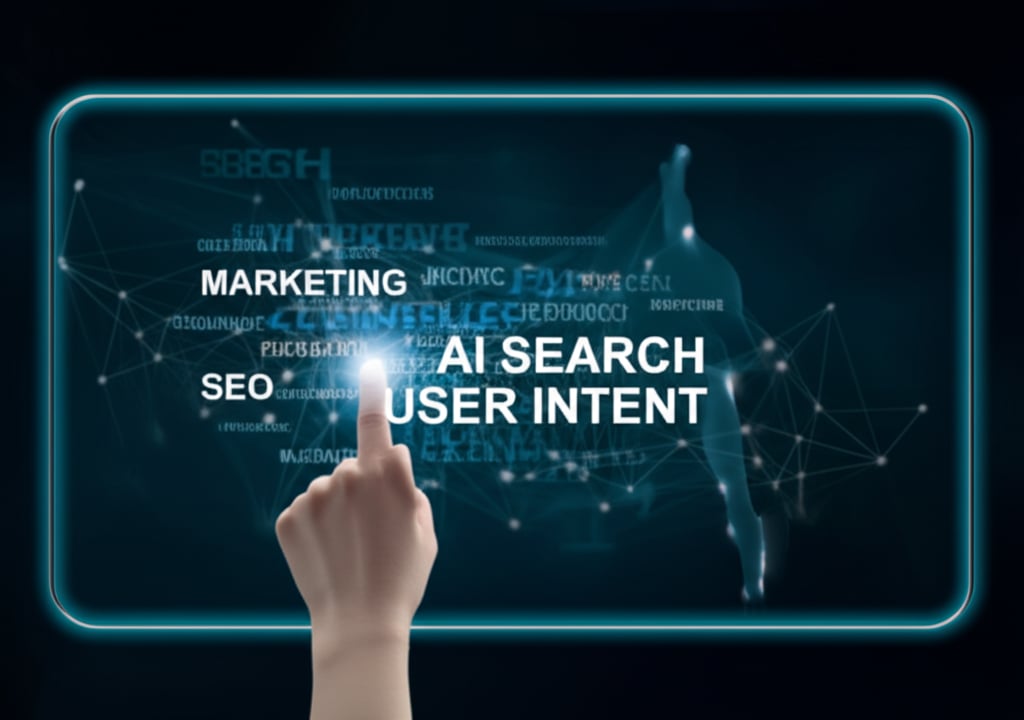An illustrative image about: A vibrant, futuristic digital interface where a cluster of keywords (like "SEO", "marketing") dynami