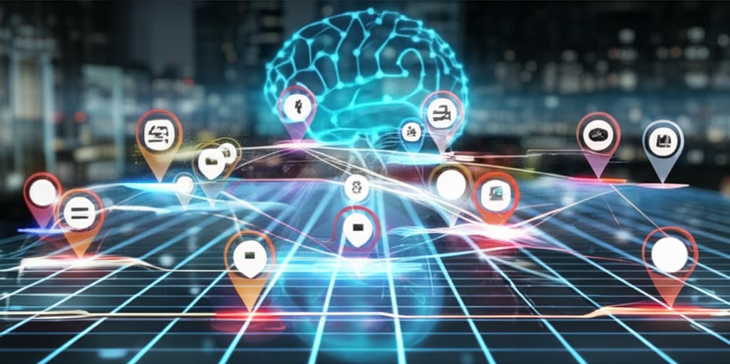 An illustrative image about: A dynamic, high-tech illustration portraying a city street grid transforming into a digital network.